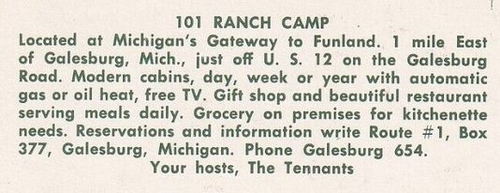 101 Ranch Motel and Restaurant - Old Postcard Back